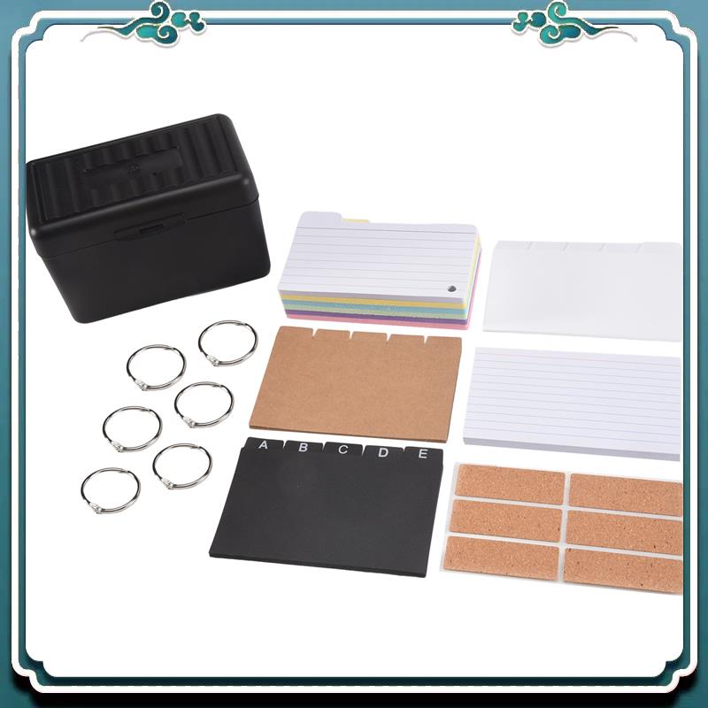 Card Index Box - Indexkartenhalter-Set, Indexbox mit 230 verschiedenen Lernkarten,
