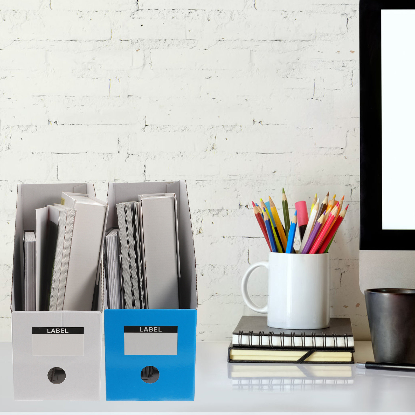 Magazine Holder Rack - 3-teiliger Desktop-Aktenordner-Organizer, Zusammenbaubarer Dokumenten-Aufbewahrungsbehälter, Büro-Schreibtisch-Magazinhalter, Arbeitsplatz-Aufbewahrung