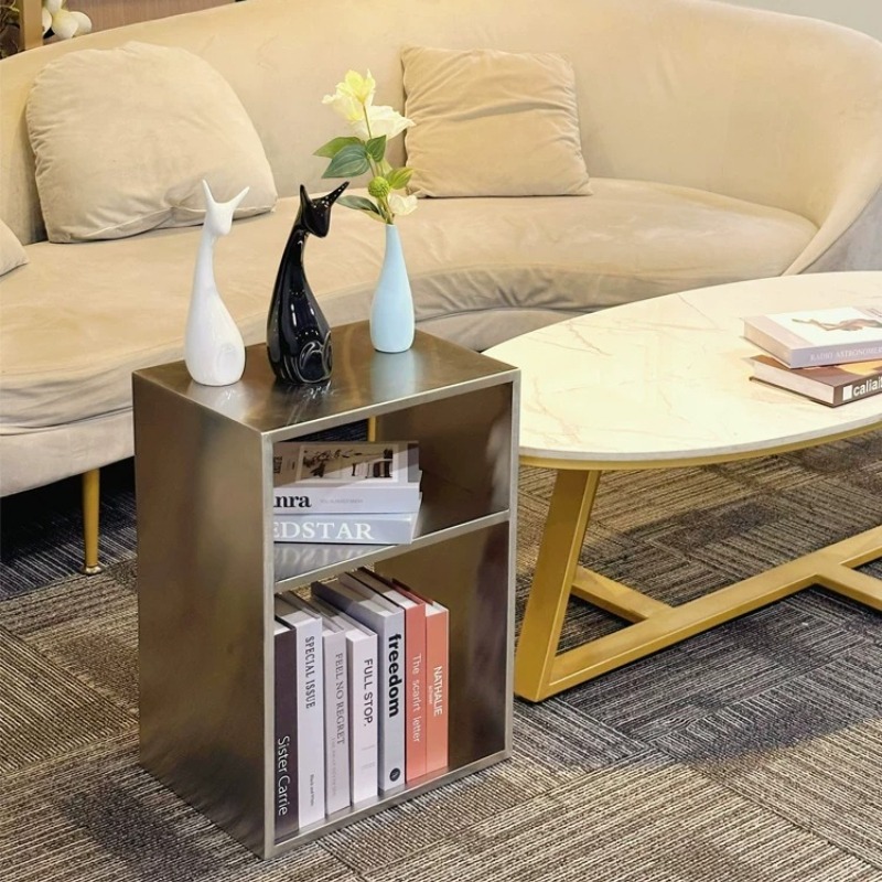 Magazine Holder Rack - Edelstahl Mid-Century Couchtisch, Metall-Sideboard Zeitschriftenhalter -