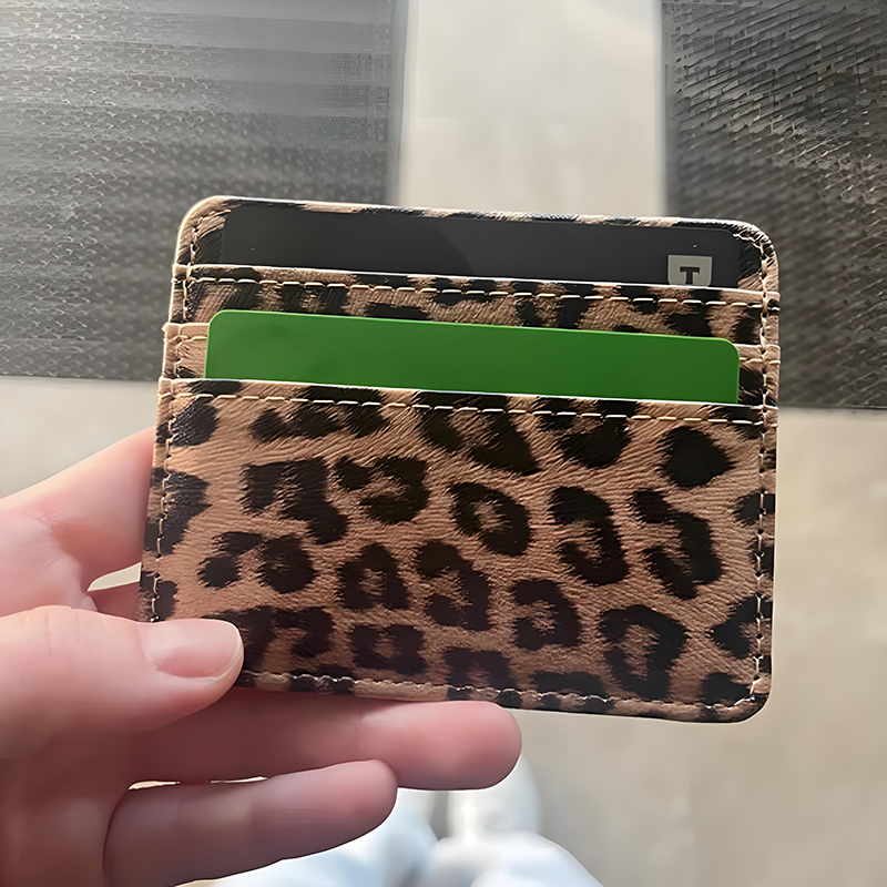 Index Card Holder - Classics Kartenetui aus PU-Leder mit Leopardenmuster,