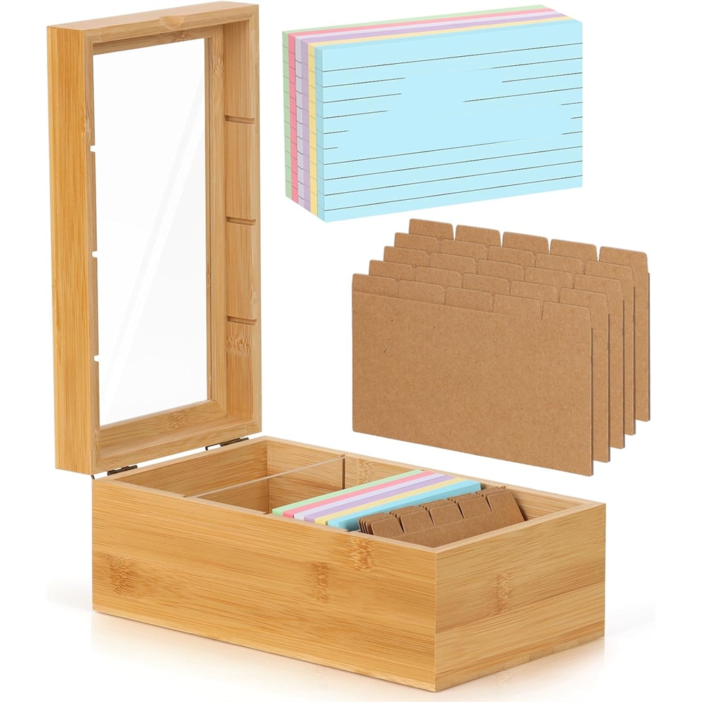 ABUA Bambus Kartenorganizer, 3 – Card Index Box Bewertung und Preis
