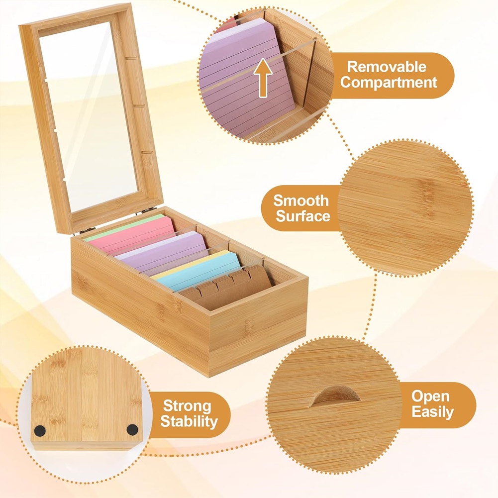 ABUA Bambus Kartenorganizer, 3 – Card Index Box Bewertung und Preis