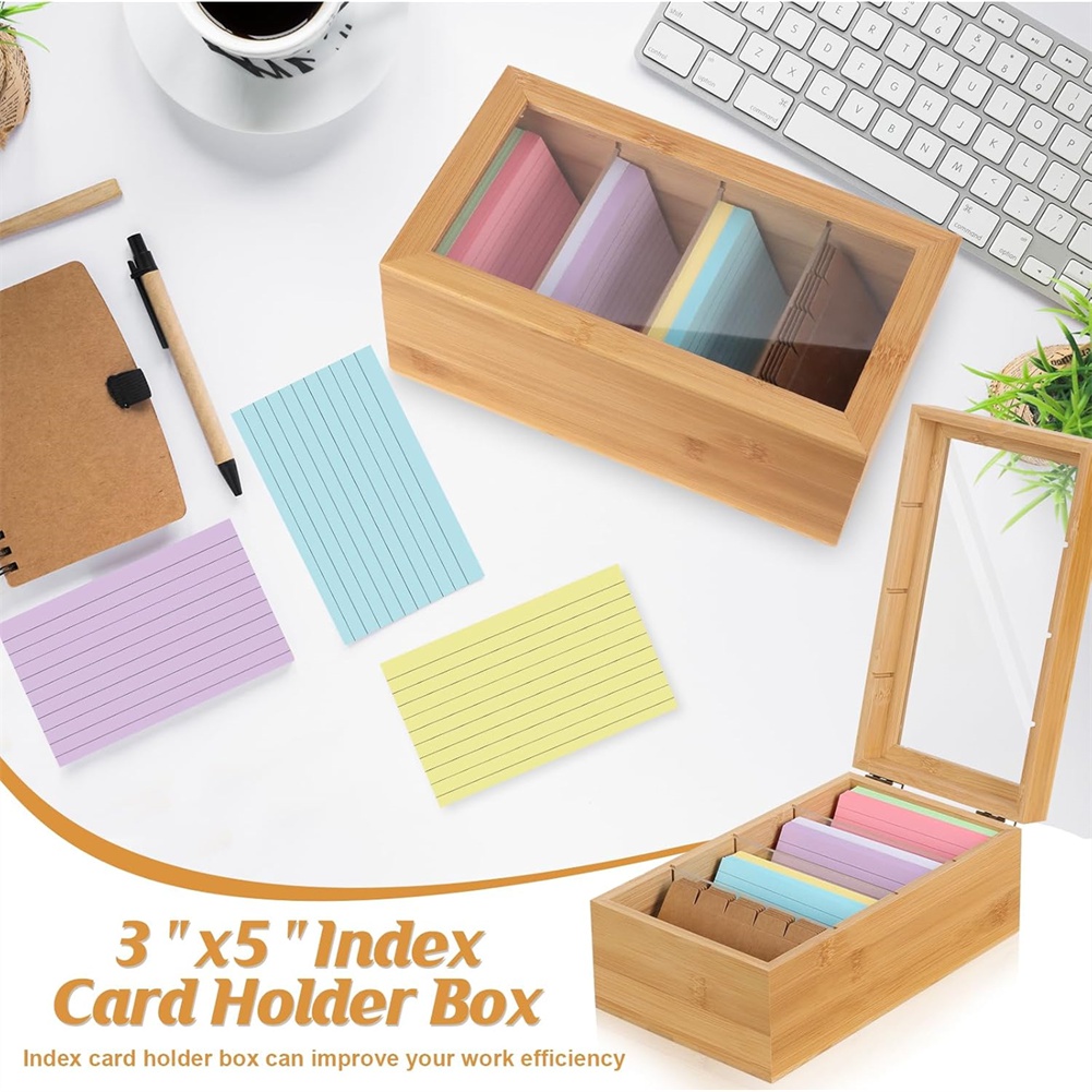 ABUA Bambus Kartenorganizer, 3 – Card Index Box Bewertung und Preis